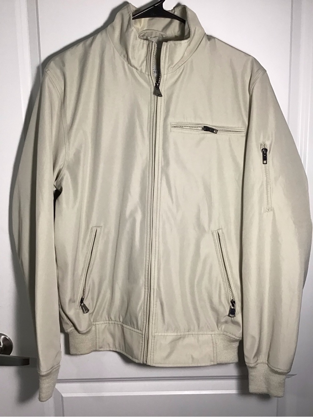 Perry Ellis Light Cream Zip-Up Bomber  S